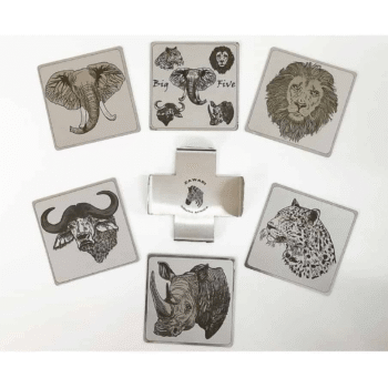 Coaster Set Of 6 - Africa'S Big 5 Animals