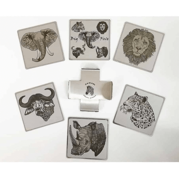 Coaster Set Of 6 - Africa'S Big 5 Animals