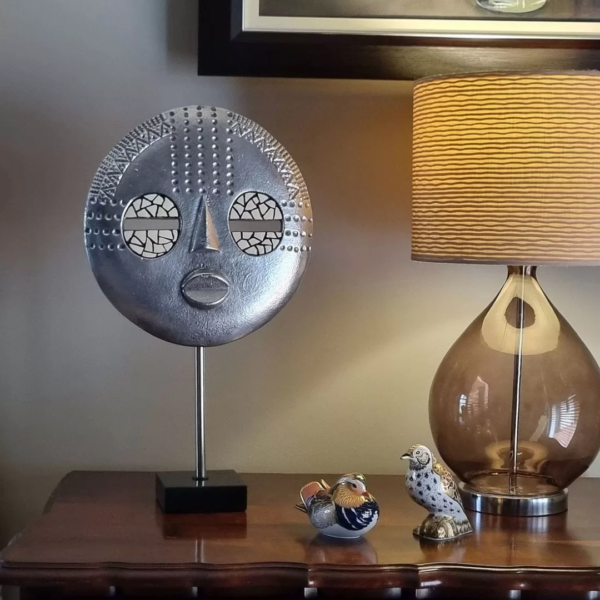 Baluba Mask On Granite Stand - Medium Size