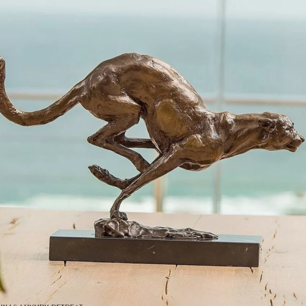 Cheetah Hunting Bronze Sculpture