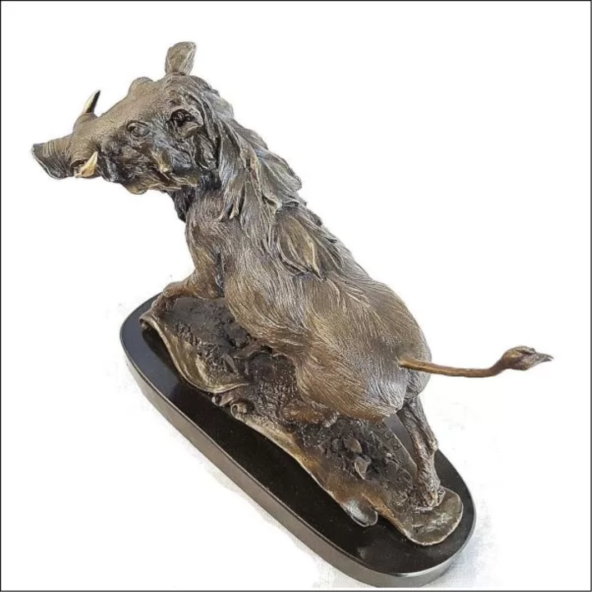 Bronze Warthog On Marble Base