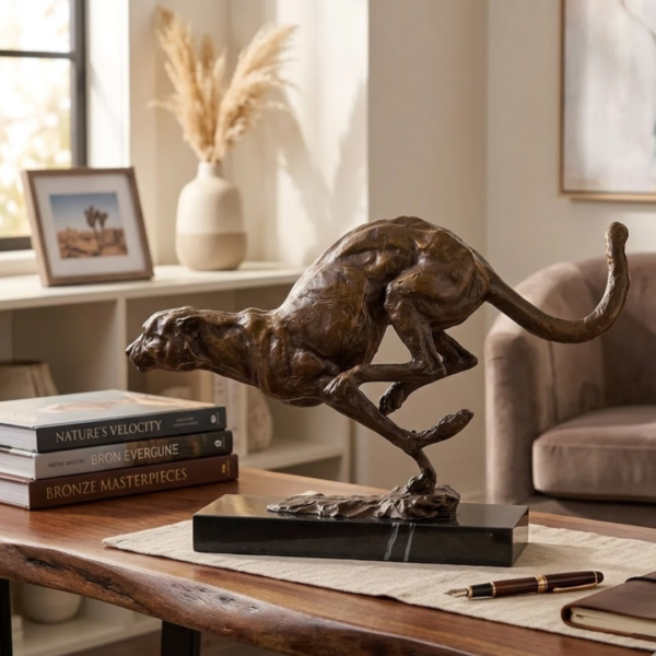 Cheetah Hunting Bronze Sculpture