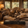 Cheetah Hunting Bronze Sculpture