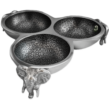 Elephant Round Triple Bowl