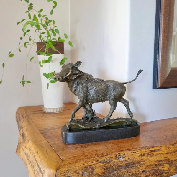 Bronze Warthog On Marble Base
