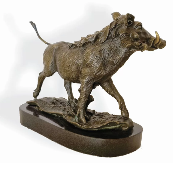 Bronze Warthog On Marble Base