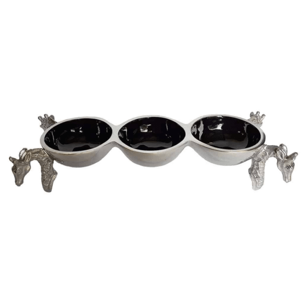 Giraffe Triple Bowl - Black