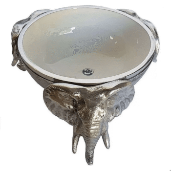 Elephant Round Bowl - White