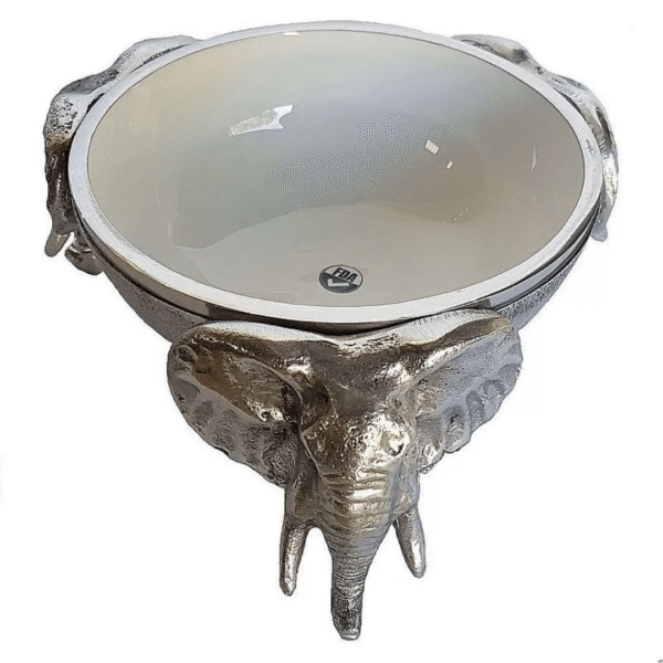 Elephant Round Bowl - White