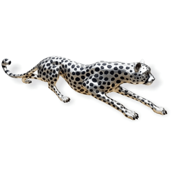 Cheetah Stalking Sculpture Silver