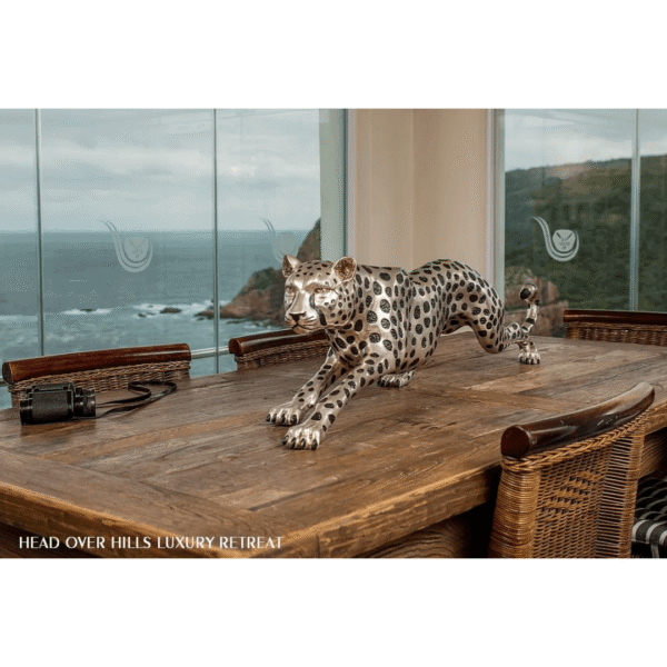 Cheetah Stalking Sculpture Silver