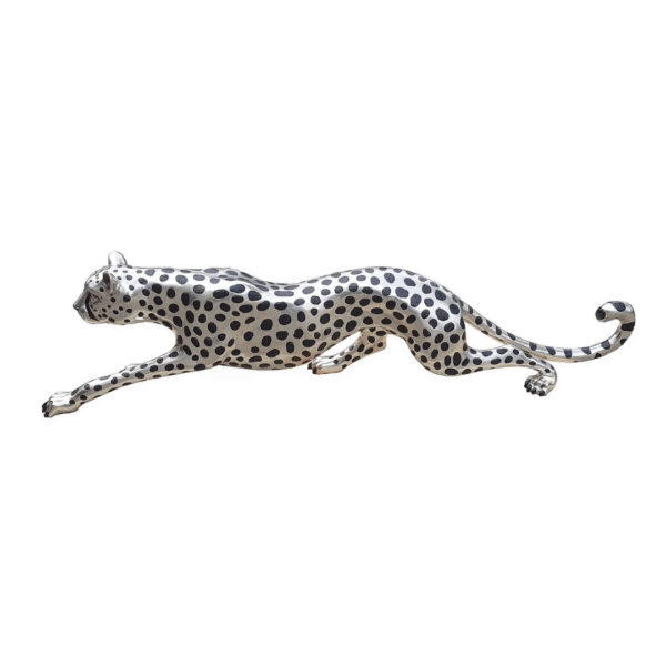 Cheetah Stalking Sculpture Silver