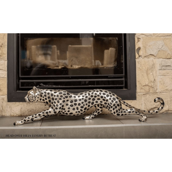 Cheetah Stalking Sculpture Silver