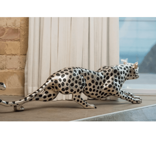 Cheetah Stalking Sculpture Silver