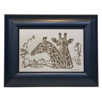 Johan Hoekstra Engraved Two Giraffes