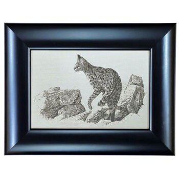 Johan Hoekstra Engraved Serval On Rocks