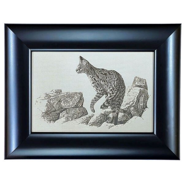 Johan Hoekstra Engraved Serval On Rocks