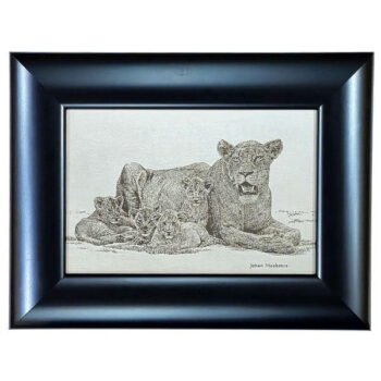 Johan Hoekstra Engraved Lioness & Cubs