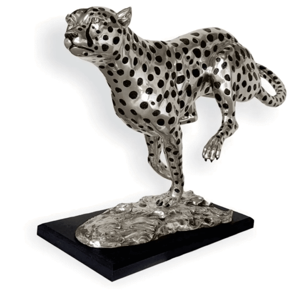 Running Cheetah Silver Sculpture (Large)