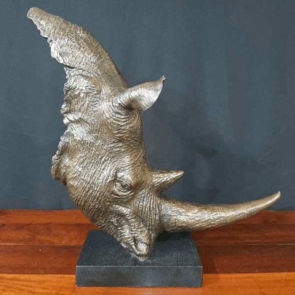 Bronze rhino head