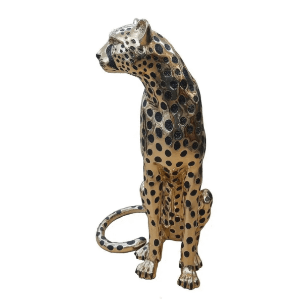 Cheetah Sitting gold & black sculpture (Mazuri – Wild Beauty)