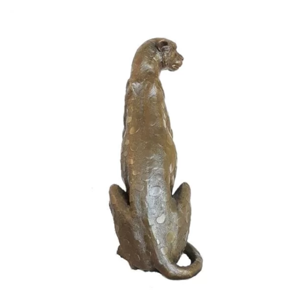 Cheetah sitting bronze sculpture