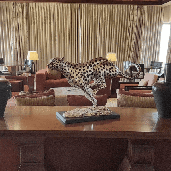 Running Cheetah Silver Sculpture (Large)