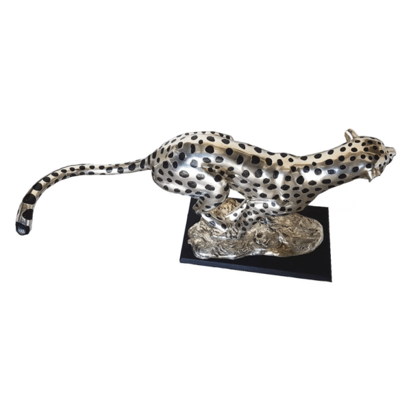 Running Cheetah Silver Sculpture (Large)