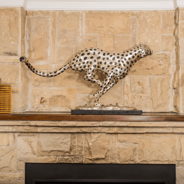 Running Cheetah Silver Sculpture (Large)