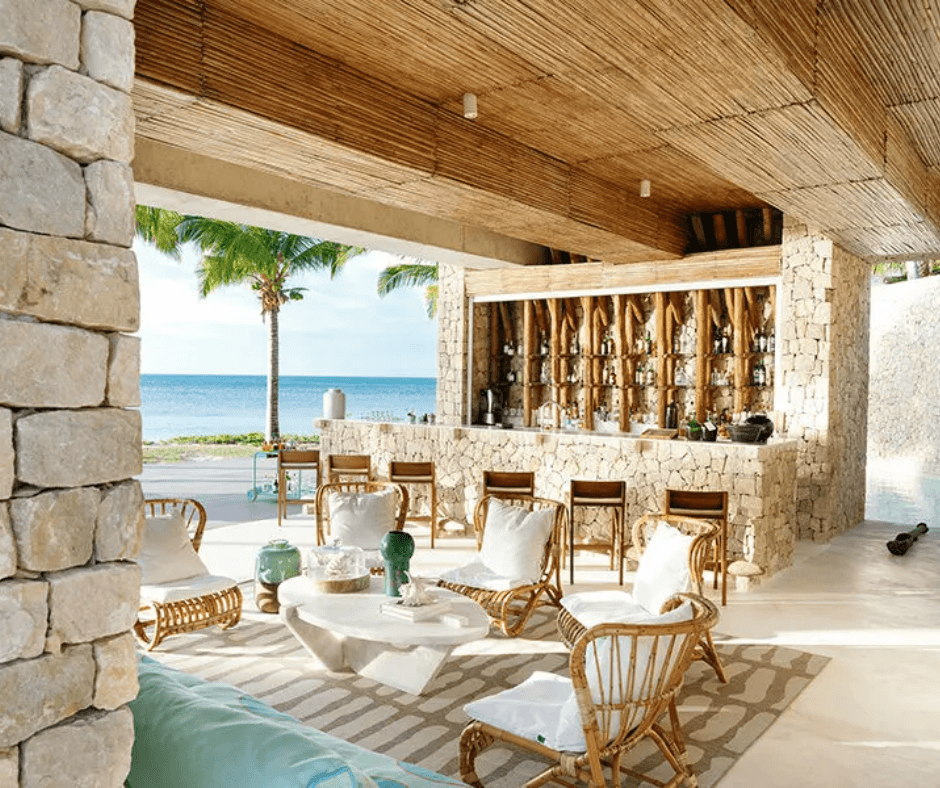 luxury villa has direct beach access