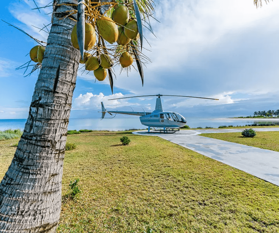 Arrive by helicopter