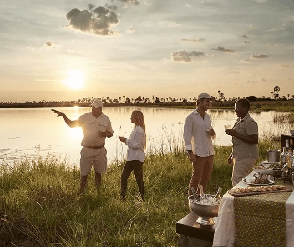 Sundowner by river edge