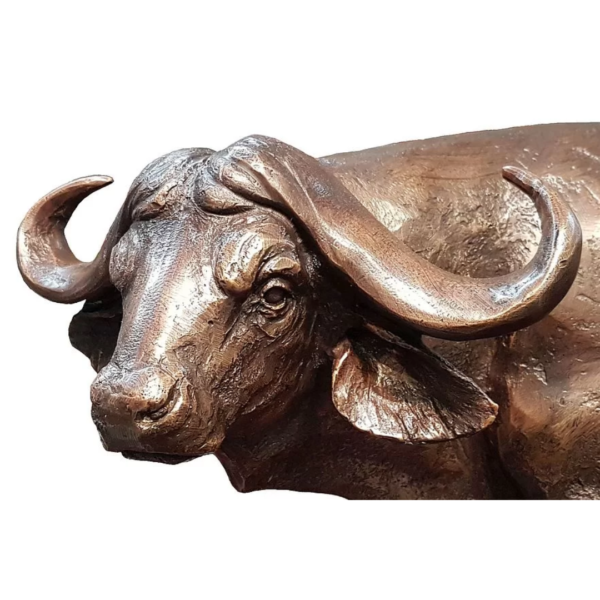 2 bronze cape buffalo sculpture