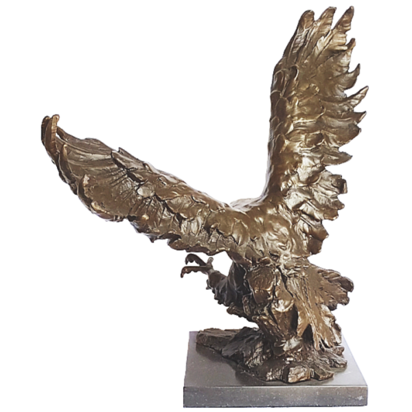 Tawny Eagle bronze sculpture rear Tawny Eagle bronze sculpture from rear