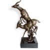 Lechwe buck bronze sculpture on a black marble base